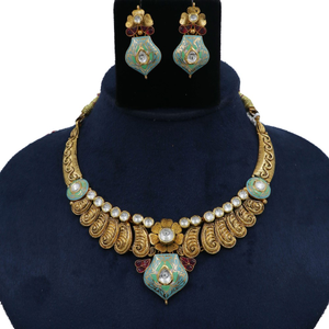 Gold Classy Pearl Light-weight Necklace Set F