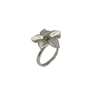 925 Sterling Silver Matte Finish Floral Ring 