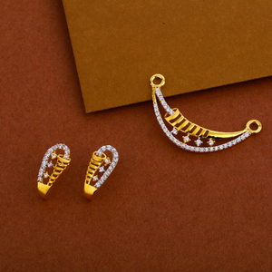 916 Gold Cz Mangalsutra Delicate Pendant Set 