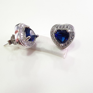 925 Sterling Silver Dark Blue Earrings Mini D