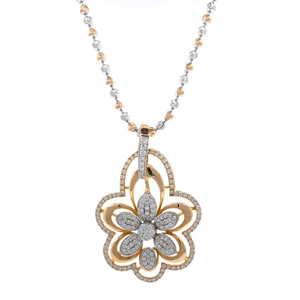Designer Floral Diamond Pendant in Rose Gold 