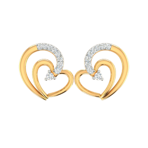 18k gold real diamond heart earrings mga - sd