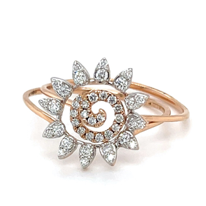Stackable Ring with a Flower Motif in 18k Ros