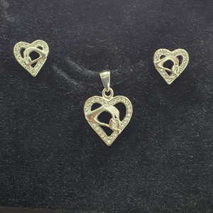 925 silver heart design pendant set
