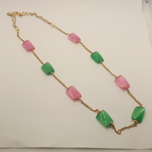 916 Gold Fancy Colorful Stone Mala