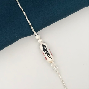 925 Silver Black Car Design Rakhi