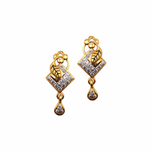 Cz leaf shaped earrings 22k gold