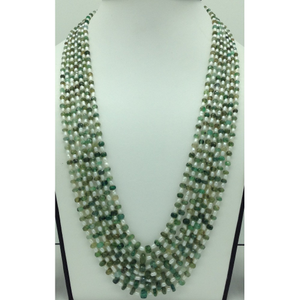 White Rice Pearls With Emeralds 7 Layers Ne