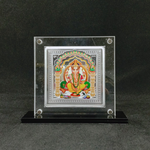 Pure silver designer coin of ganesha in color