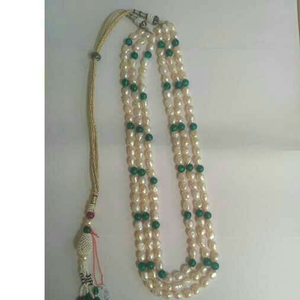 Malachite Round Shaped Beaded Pearl Necklace