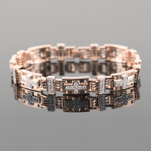 18kt shiny rose gold diamond men's bracelet