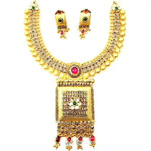 916 gold antique necklace set mga - gn017