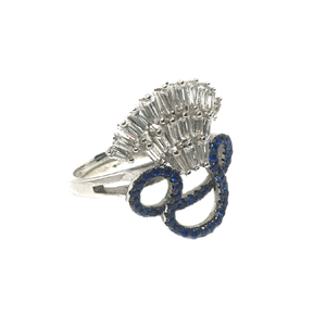 925 Sterling Silver Blue CZ Diamond Ring MGA 