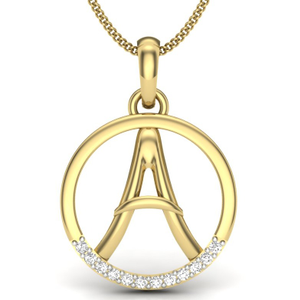 18K Yellow Gold Alphabet - A Diamond Pendant 