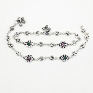 925 silver antique flower design payal