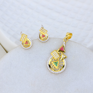 fancy small pendant set crafted in 22k 916