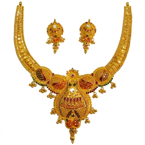 22k gold calcutti half necklace set mga - gn0