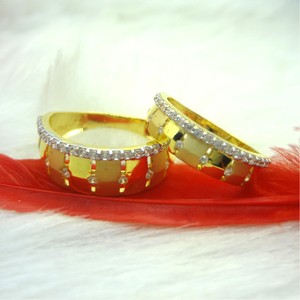 916 gold cz diamond couple ring