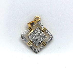 22Kt Gold CZ Diamond Shape Pendant