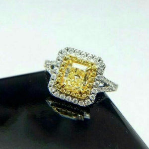 Fancy Gold Emerald Colored Diamond Ring White