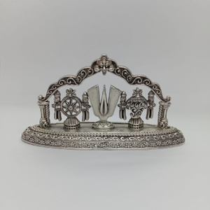 Pure silver tirupati balaji shank chakra in a