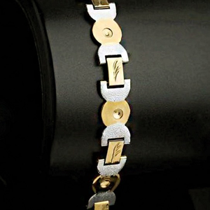 18 Kt Real Solid White & Yellow Gold Link