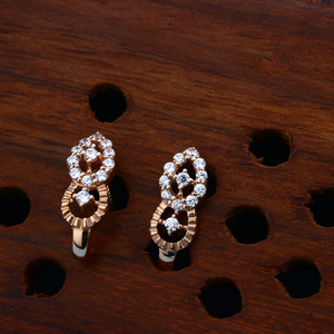 18kt CZ Rose Gold Delicate Earring Design For
