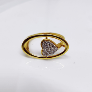 22k gold heart shape ladies fancy CZ ring