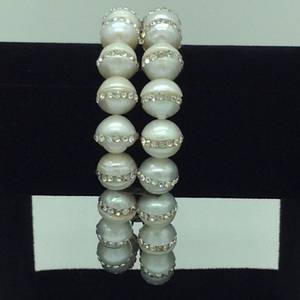 White Round Jagmag&nbsp;Pearls 2&nbsp;Layers Bracelet