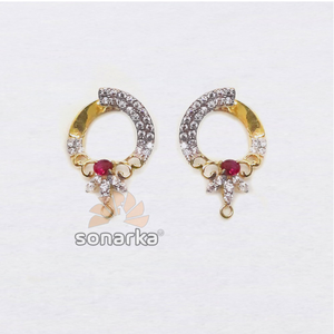 916 gold indian cz diamond hoop earrings
