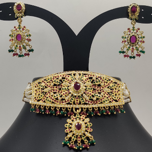 Multicolour Amritsar Choker Set with White Pe