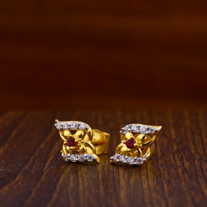 916 Gold CZ Hallmark Delicate Ladies Tops Ear