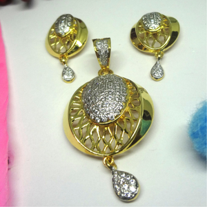 916 gold cz diamond pendant set