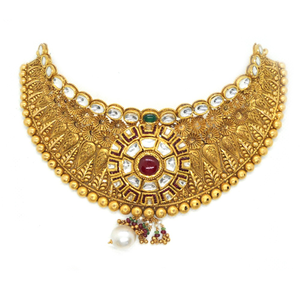 916 gold antique bridal necklace set rhj-3383