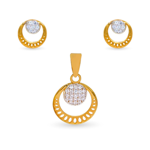 Round Fancy 22k Gold Pendant Set