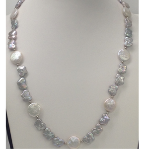 Freshwater Grey Butterfly Baroque Pearls Mala