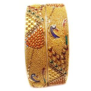 22k Gold Meenakari peacock Kada bangle MGA - 