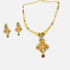916 Gold Antique Wedding Necklace Set RHJ-474