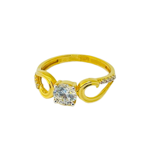 22k Yellow Gold Elite Single Stone CZ Ring