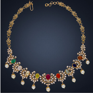 18KT Gold Color Stone Diamond Necklace Set