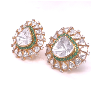 UNCUT DIAMOND POLKI STUDS . INDIAN WEDDING EA