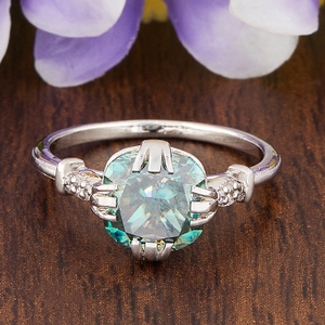 2.60ct blue cushion cut moissanite ring for g