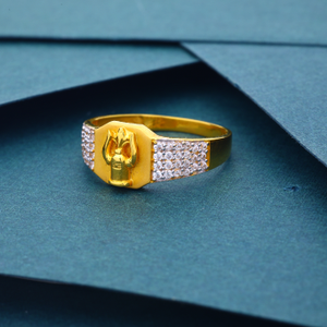 22k 916 Trishul With CZ Diamond Gold Ring For