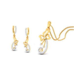 22k gold cz shimmer pendant set