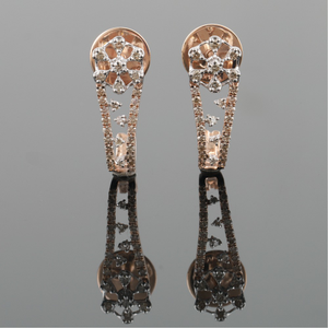 18kt rose gold j shaped diamond bali earrings