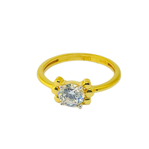 22k yellow gold elegant single stone cz ring