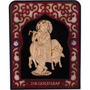 Krishna With Cow Frame In 24K Gold Foil MGA -