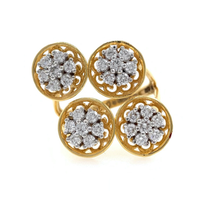 Quad Flower diamond Cocktail Ring in 18k Yell