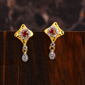 22KT Gold CZ Classic Women's Hallmark  Earrin