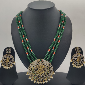 White Green Cz Stone Ganesha Pendent Set With